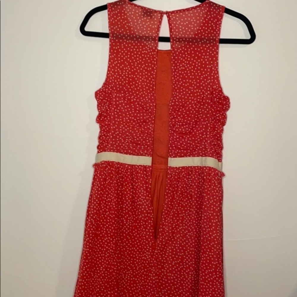 Anthropologie Postmark Coral Polka Dot Dress - Picture 8 of 10